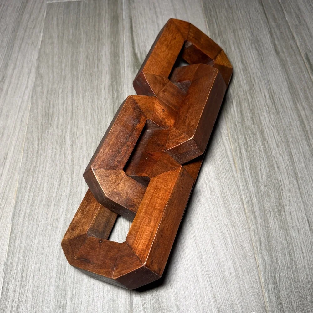 West Elm Solid Wood Linked Chain Sculpture in Brown